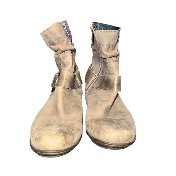 Pikolinos Brujas Ankle Boots Women's Size 9 Taupe Leather Side Zip Shoe Buckle - Picture 2 of 7